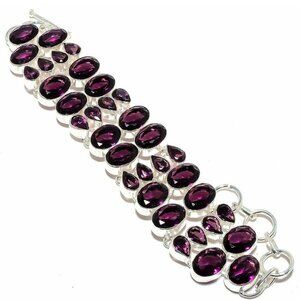 NEW - Amethyst Gemstone Sterling Adjustable Bracelet - HOLIDAY SALE!